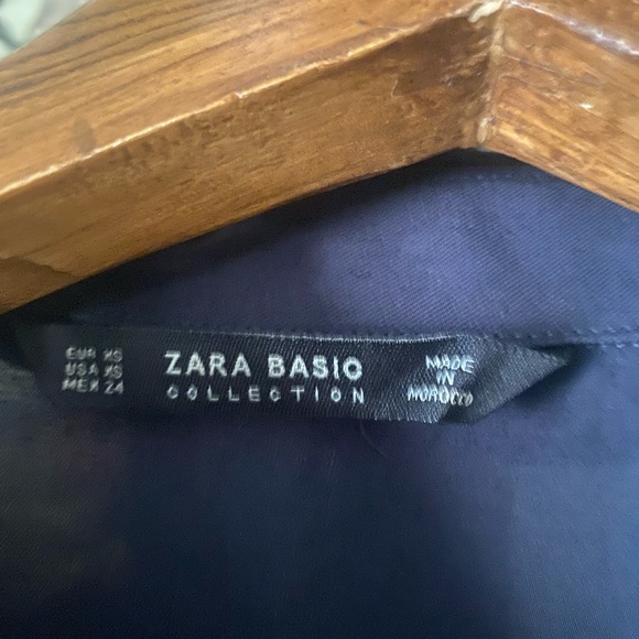 Zara Jumpsuit. Navy Blue. Full Length with tonal belt. - Picture 2 of 7